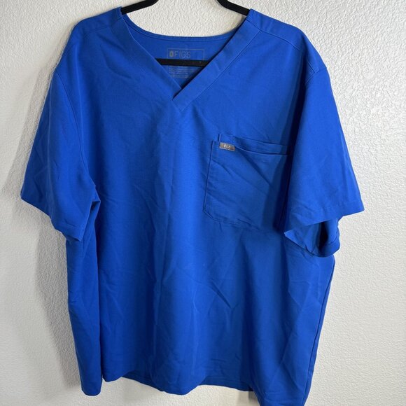 Figs Technical Collection Mens‎ Scrub Top 3XL Royal Blue V-Neck With Pocket - Picture 1 of 4
